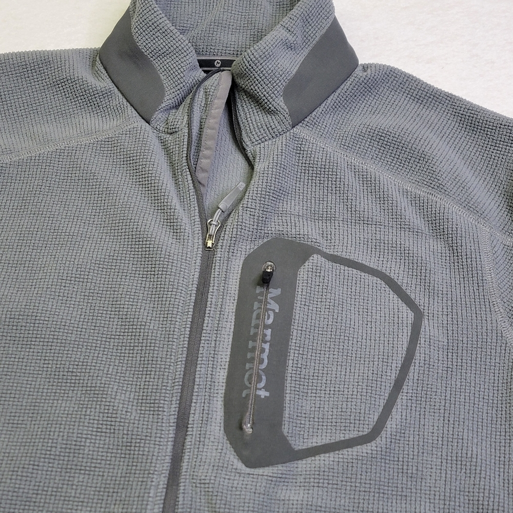 Men's Grey Medium Marmot Wrangell Thermal Jacket Full Zip Waffle Knit